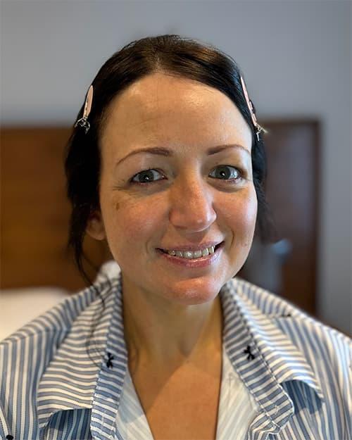 Client before bridal makeup — natural bare skin