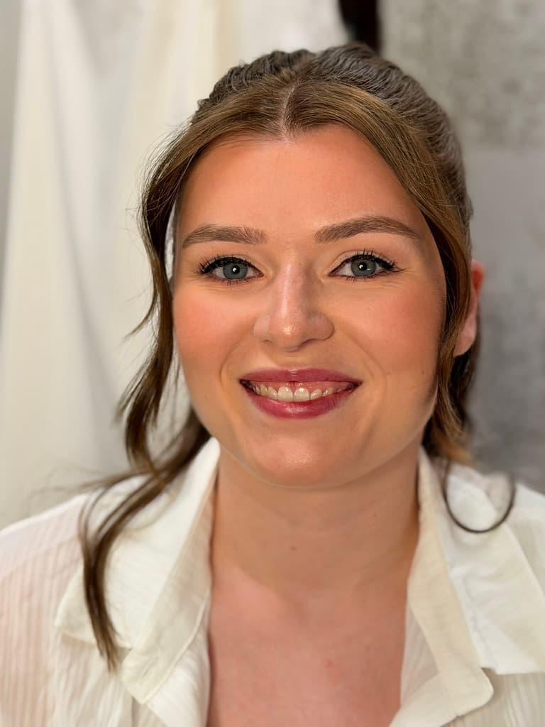 Natural bridal makeup application in Hampshire